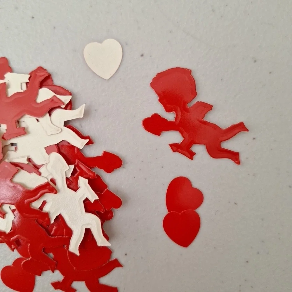 Vintage 1970's Valentines Cards Stickers & Craft Confetti, 11 Cards Rare Find